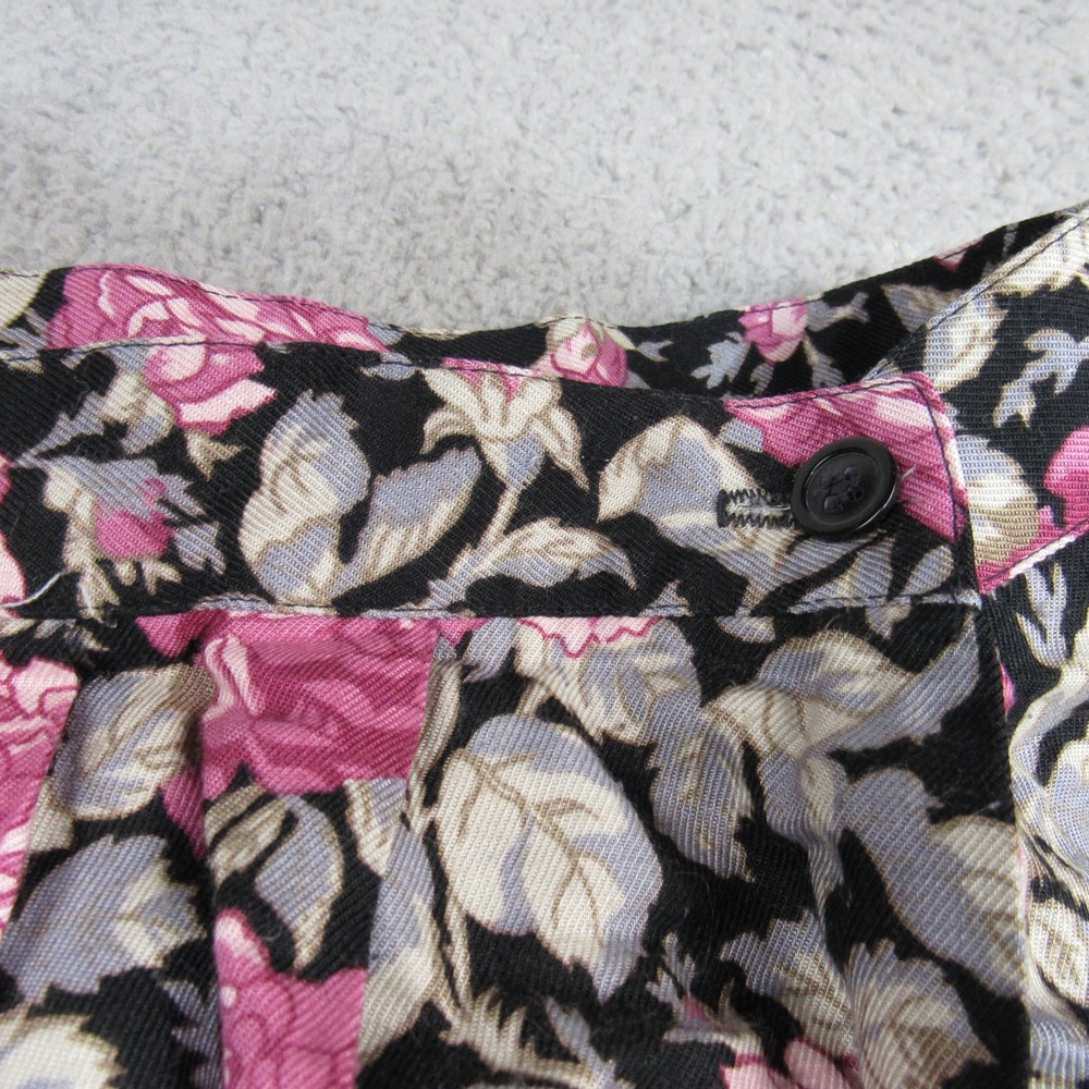 David Brooks Ltd Vintage Floral Rose Midi Skirt Black Pink Grey Size 16‎ A-Line - Picture 2 of 7